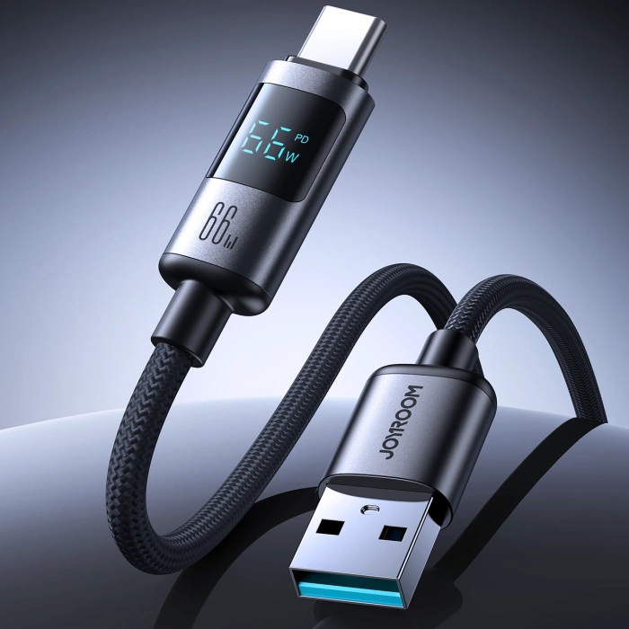 Joyroom S-A16 Pro Prism Series 66W USB-A - USB-C Kabel mit Display 1,2m - Schwarz