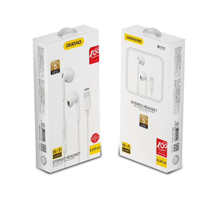 Dudao sluchátka sluchátka s konektorem USB typu C bílá (X14PROT)