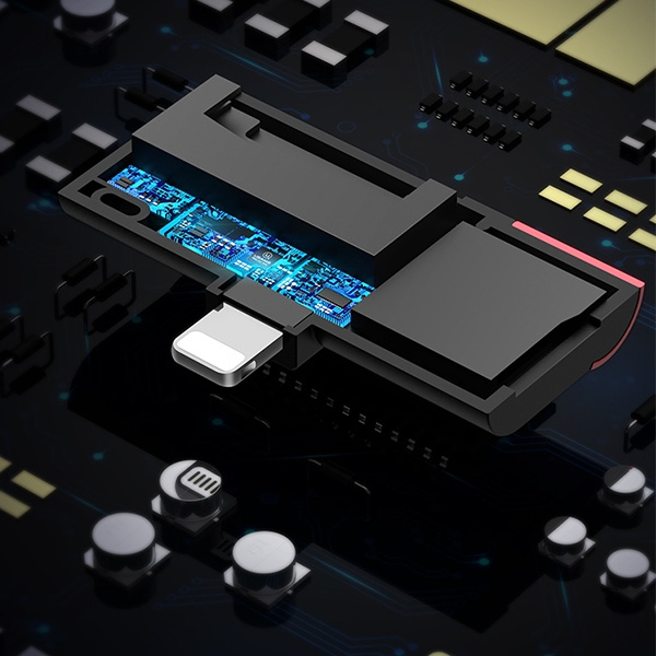 USAMS SD MicroSD Card Reader avec connecteur Lightning Rouge Noir