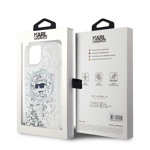 Etui Karl Lagerfeld KLHMP14SLGCHSGH iPhone 14 / 15 / 13 6.1" hardcase transparent Liquid Glitter Choupette Head Magsafe