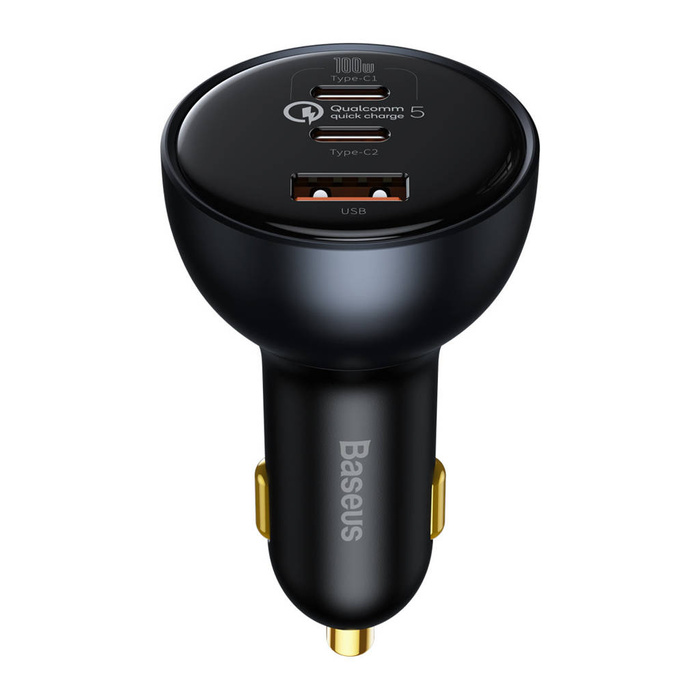 Technologie Baseus Qualcomm® Quick Charge™ 5 Víceportová rychlonabíjecí nabíječka do auta C + C + U 160W sada Šedá ）