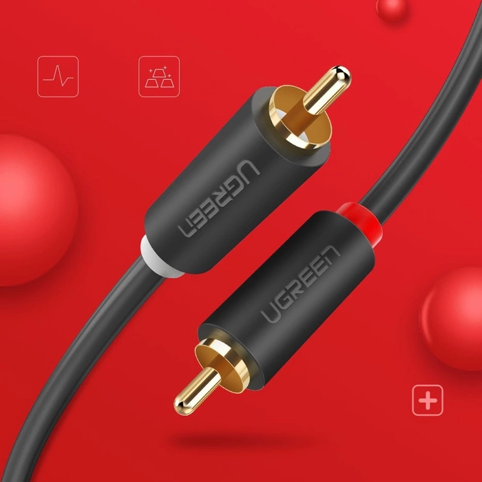 Câble Ugreen câble audio vidéo stéréo 2 RCA 2x Cinch 5m gris (10520)