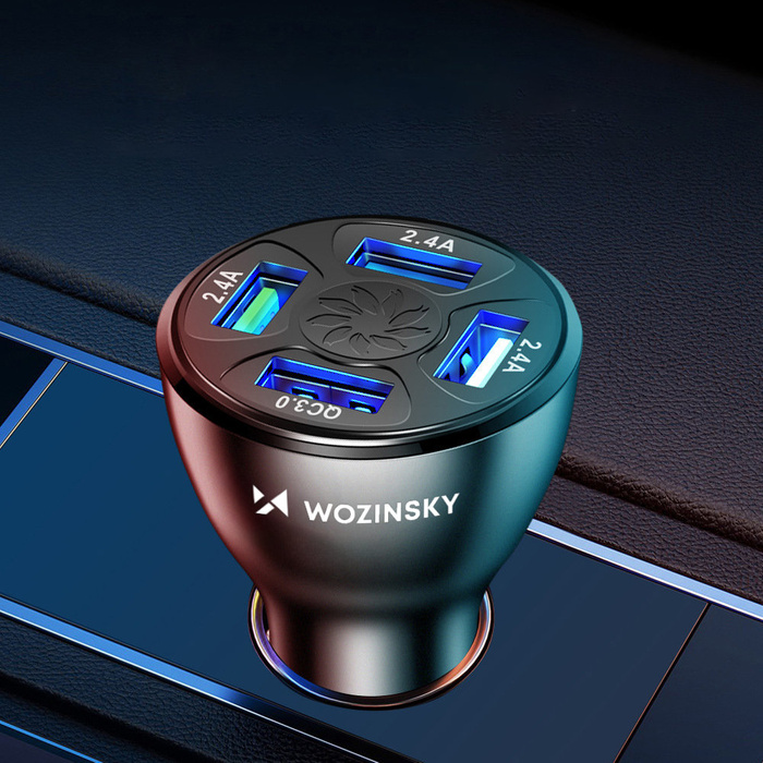 Wozinsky WCCAW 50W 4x USB-A QC nabíječka do auta - bílá