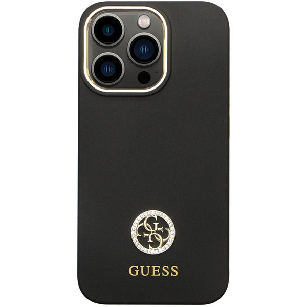 Case Guess GUHCP13LM4DGPK iPhone 13 Pro / 13 6.1" black/black hardcase Silicone Logo Strass 4G Case