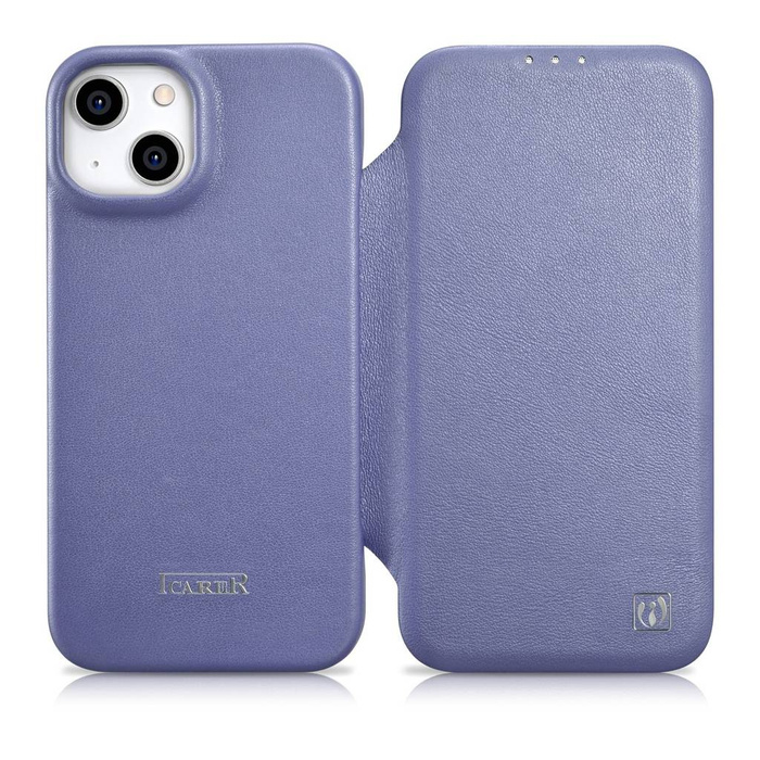 iCarer CE Premium Leather Folio Case iPhone 14 Plus Flip Magnetic MagSafe Light Purple (WMI14220715-LP)