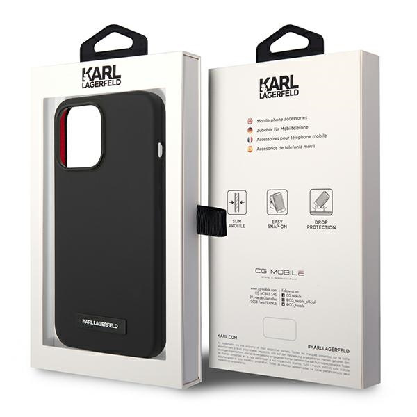 Case Karl Lagerfeld KLHMP14XSLMP1K iPhone 14 Pro Max 6.7" hardcase black/black Silicone Plaque MagSafe