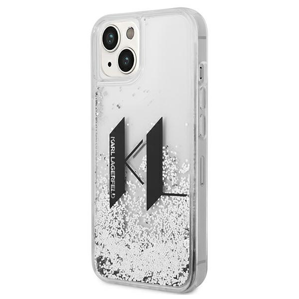 Case Karl Lagerfeld iPhone 14 6.1" silver/silver hardcase Liquid Glitter Big KL