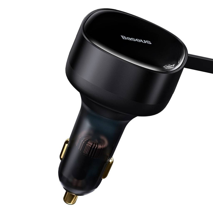 Baseus Enjoyment Retractable 2-in-1 Car Charger C+L 30W Black