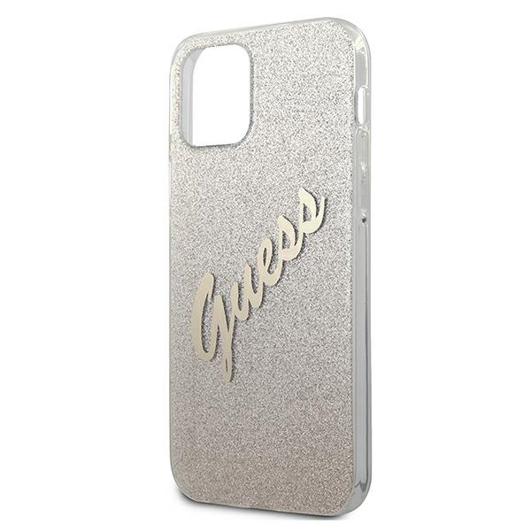 Cover GUESS Apple iPhone 12 Mini Glitter Gradient Script GUHCP12SPCUGLSGO Gold Hardcase