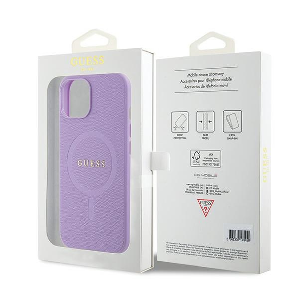 Guess GUHMP15SPSAHMCU iPhone 15 6.1" purple/purple hardcase Saffiano MagSafe