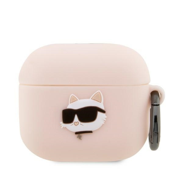 Karl Lagerfeld KLA3RUNCHP AirPods 3 cubierta rosa/rosa Silicona Choupette Cabeza 3D