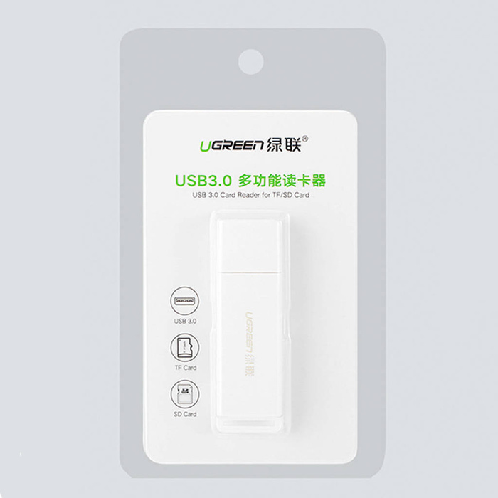 Ugreen portable TF/SD card reader for USB 3.0 white (CM104)