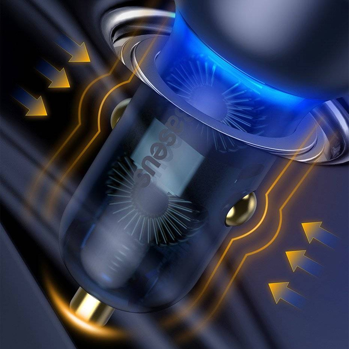 Baseus car charger USB / USB Type C 65 W 5 A SCP Quick Charge 4.0+ Power Delivery 3.0 LCD display gray (TZCCKX-0G)