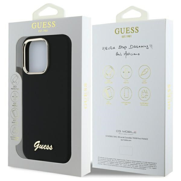 Guess GUHCP16XSMBSLK iPhone 16 Pro Max 6.9" czarny/black hardcase Silicone Script Metal Logo & Frame