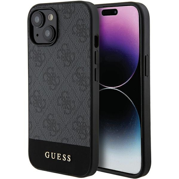 Etui Guess GUHCP15SG4GLGR iPhone 15 / 14 / 13 6.1" szary/grey hardcase 4G Stripe Collection Case