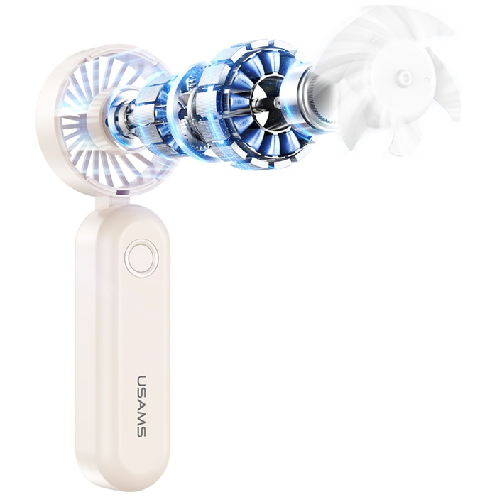 Wiatrak ręczny USAMS Mini ZB352 1200mAh  składany beżowy