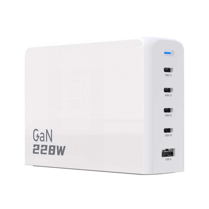 Dudao A228EU GaN-Ladegerät 1x USB-A 4x USB-C PD 228W - Weiß