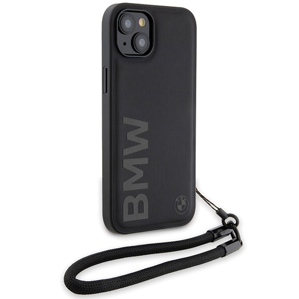 Funda Bmw Bmhcp15m23rmrlk IPhone 15 Plus / 14 Plus 6.7" Negro/negro Durocase Signature Cordón de cuero Wordmark Case