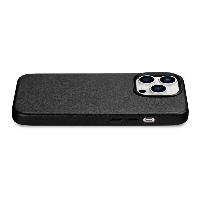 iCarer Case Leather Housse en cuir véritable pour iPhone 14 Pro Max Noir (WMI14220708-BK) (Compatible MagSafe)