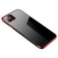 Clear Color case gel cover coque avec bordure métallique Samsung Galaxy S21 Ultra 5G rouge