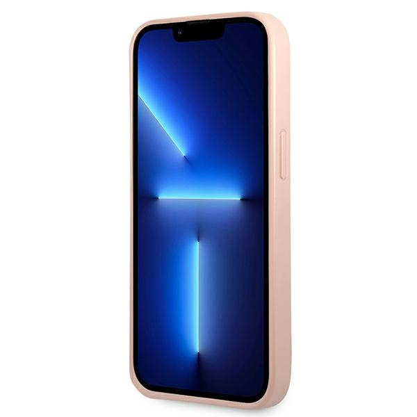 Hülle GUESS Apple iPhone 13 Mini Saffiano Triangel Logo Rosa Hartcase