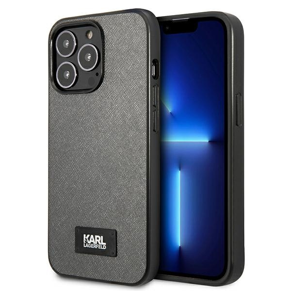 Karl Lagerfeld KLHCP13LSFMP2DG iPhone 13 Pro / 13 6.1" hartcase silber/silberne Saffiano Plakette