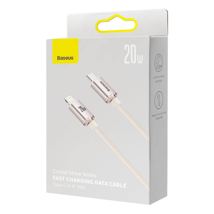 Baseus Crystal Shine Series USB Type C cable - Lightning Fast Charging Power Delivery 20W 1.2m pink (CAJY001304)