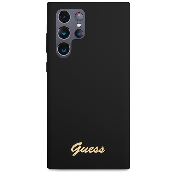 Cover Guess GUHCS23LSLSMK S23 Ultra S918 nero/nerocase Silicone Vintage Gold Logo Case