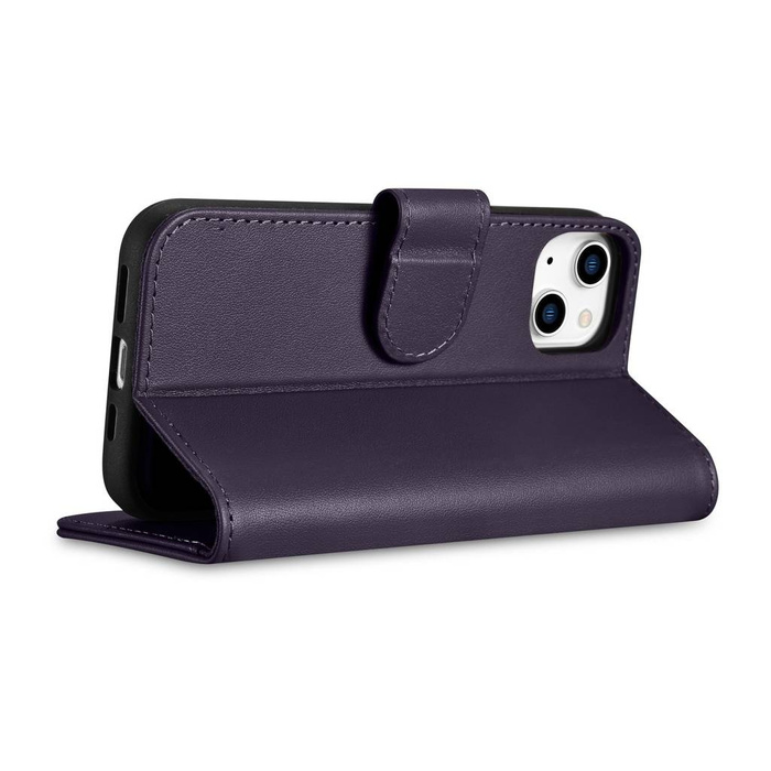 iCarer Wallet Case 2in1 für iPhone 14 Pro Max Leder Flip Cover Anti-RFID dunkellila (WMI14220728-DP)