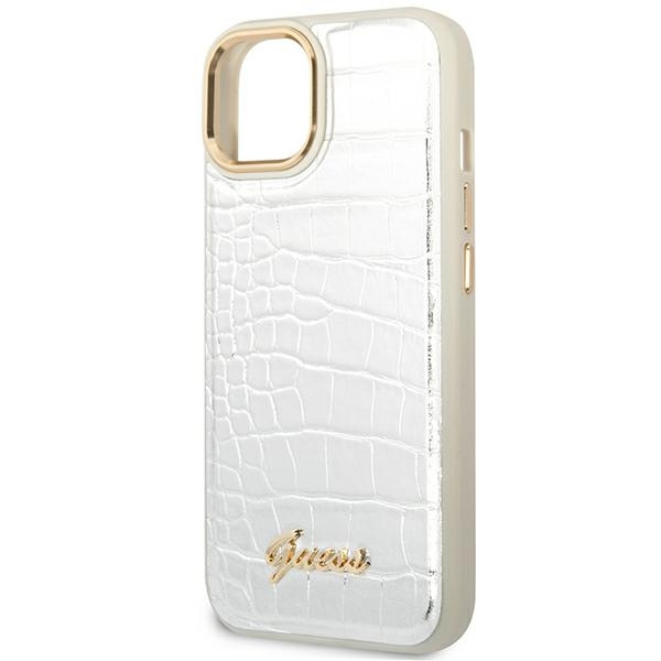 Case Guess iPhone 14 6.1" silver/silver hardcase Croco Collection