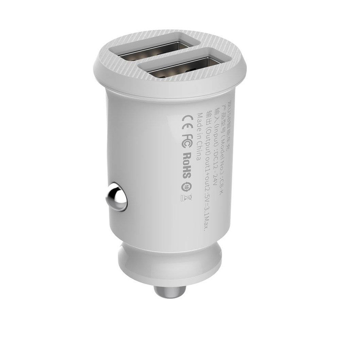 Baseus Grain Car Charger Mini Universal Smart Car Charger 2x USB 3.1A white (CCALL-ML02)