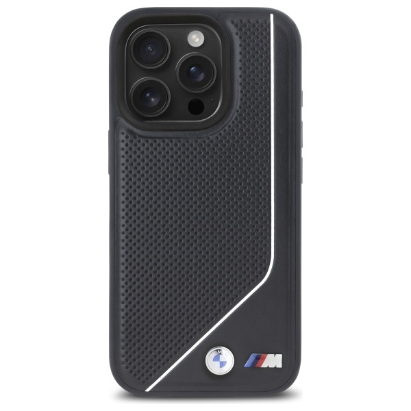 Case BMW iPhone 16 Pro Max 6.9" black/black hardcase M Perforated Twisted Line MagSafe
