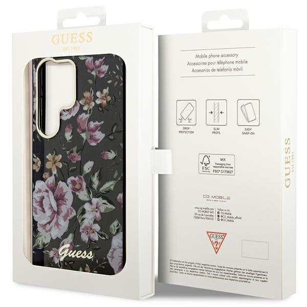 Funda Guess Guhcs23lhcfwsk S23 Ultra S918 Black/Black Hardcase Flower Collection Case