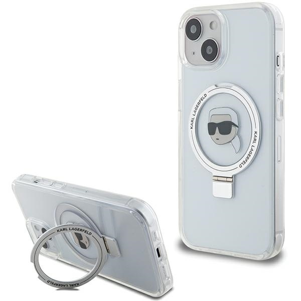 Funda Karl Lagerfeld KLHMP15SHMRSKHH iPhone 15 6,1" blanco/blanco durocase Soporte de aro Karl Head MagSafe Case