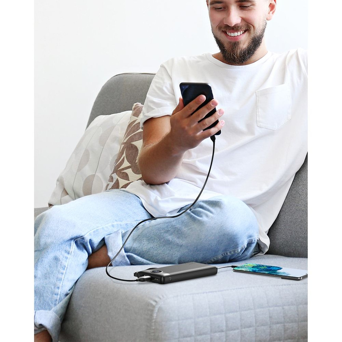 Powerbank Veger C10 (W1116) 10000 mAh z wbudowanymi kablami Micro USB / Typ C / Lightning czarny