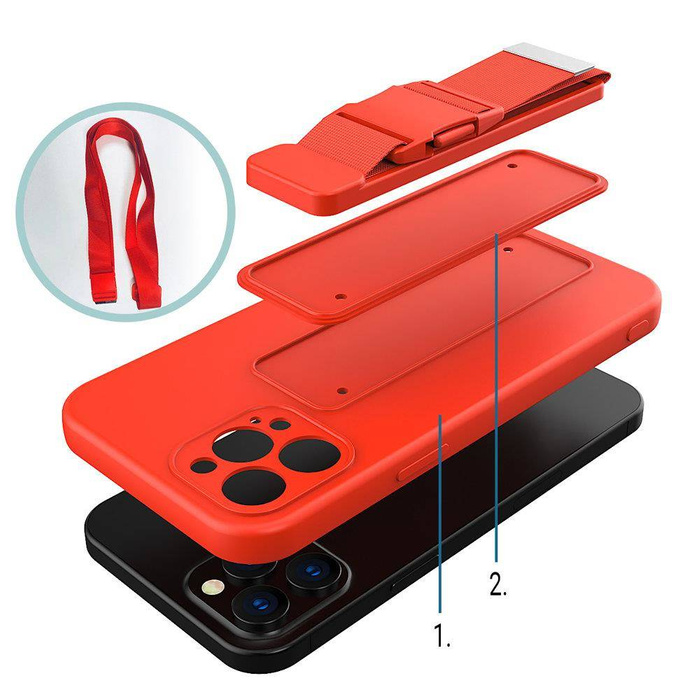 Rope Case Gel TPU Airbag Hülle mit Lanyard für iPhone 12 Pro lila