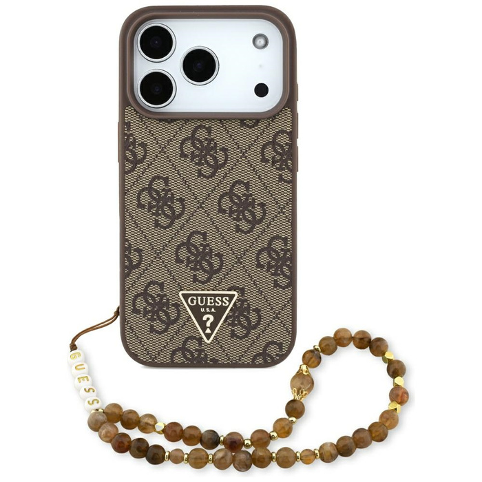 Etui Guess 4G Strap Triangle Logo        MagSafe do iPhone 17 Pro brązowy