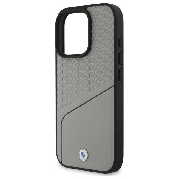 Case BMW iPhone 16 Pro Max 6.9" grey/grey hardcase Sign Leather Textured and Line MagSafe