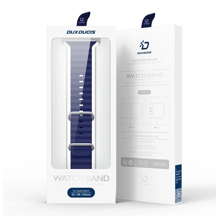 Dux Ducis Strap Watch 9 / 8 / 7 / 6 / 5 / 4 / 3 / 2 / SE (41 / 40 / 38 mm) Silikonband Armband Marineblau (OceanWave-Version)