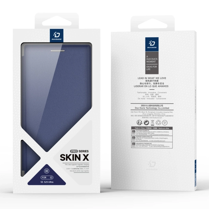 Dux Ducis Skin X Pro Hülle für Samsung Galaxy S25 Ultra mit MagSafe und Geldbörse – Blau