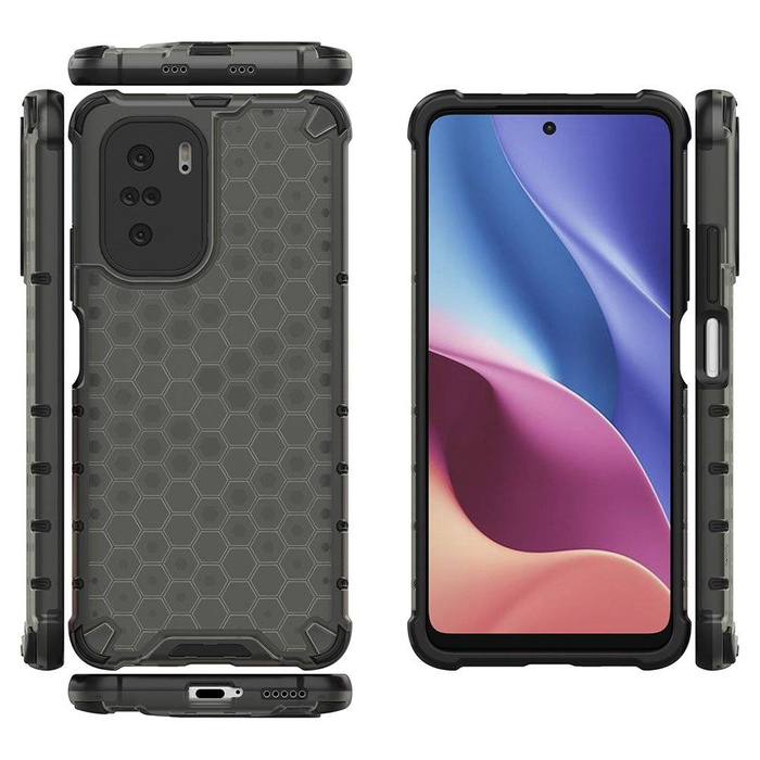 Honeycomb Case armor cover with TPU Bumper for Xiaomi Redmi K40 Pro+ / K40 Pro / K40 / Poco F3 black