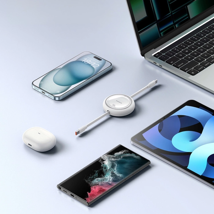 Baseus Free2Draw Mini USB-C - Cavo retrattile USB-C 100W 1m - bianco