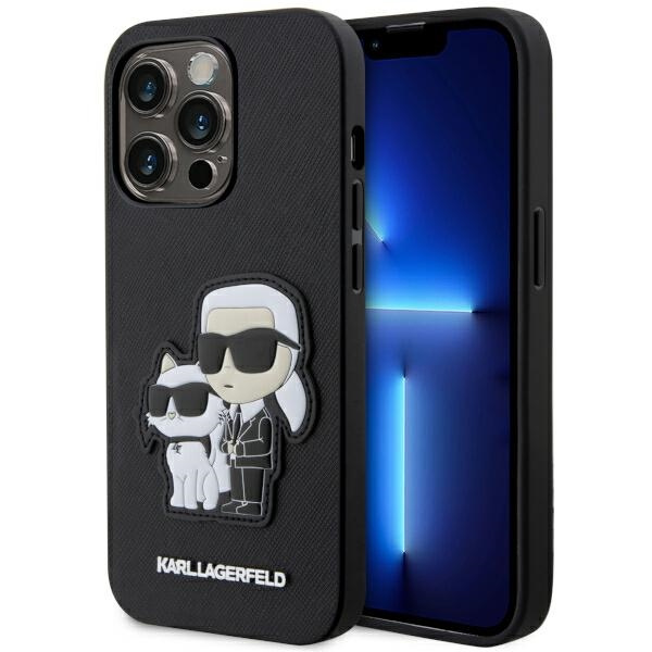 Hülle Karl Lagerfeld KLHCP14LSANKCPK iPhone 14 Pro 6.1" hardcase schwarz/schwarz Saffiano Karl &amp; Choupette Case