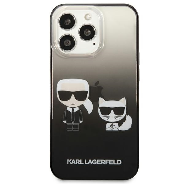 Hülle KARL LAGERFELD Apple iPhone 13 13 Pro Gradient Ikonik Karl & Choupette Schwarz Hartcase