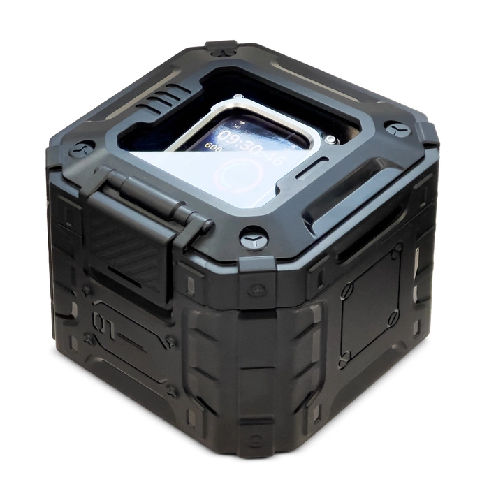 [B WARE] Kingxbar CYF136 2in1 Rugged Case für Apple Watch SE, 6, 5, 4 (44 mm) Edelstahl mit Armband Silber