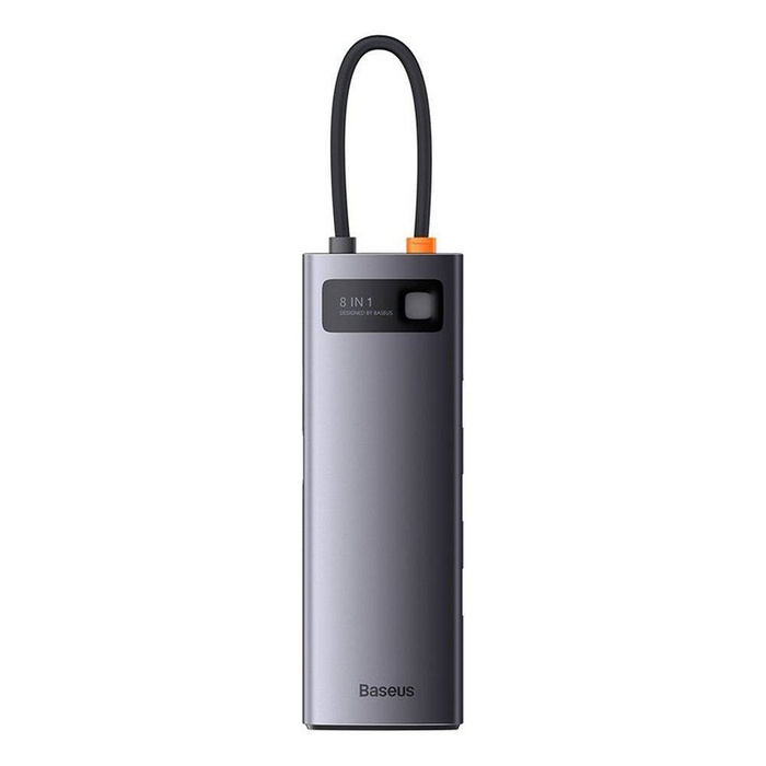 Station d'accueil HUB Baseus Metal Gleam Series 8 en 1 USB Type C - 1 x HDMI / 3 x USB 3.2 Gen.1 / 1 x Power Delivery / 1 x lecteur de carte SD / 1 x lecteur de carte TF / 1 x VGA gris (WKWG050013)