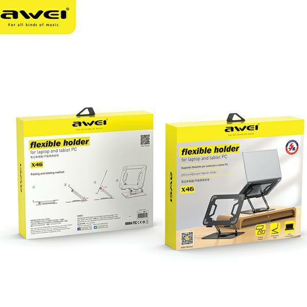 AWEI uchwyt biurkowy X46 rotacyjny na laptopa do 16" czarny/black