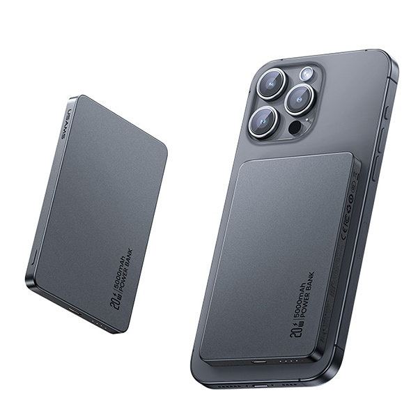 USAMS Powerbank indukcyjny 5000mAh 20W    PD Fast Charge szary/tarnish CY Series 5KCD23101 (US-CD231)