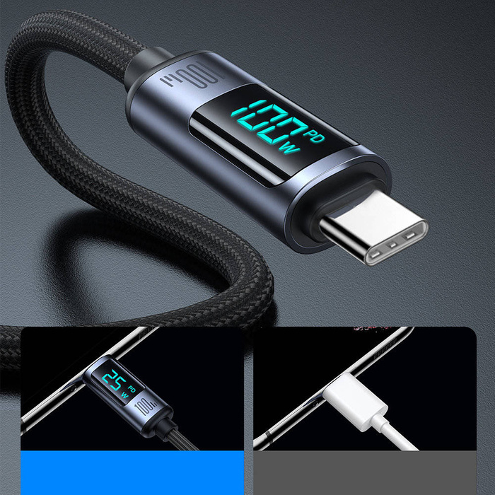 USB C - USB C kabel 100W 1,2m s LED displejem Joyroom S-CC100A16 - Černá