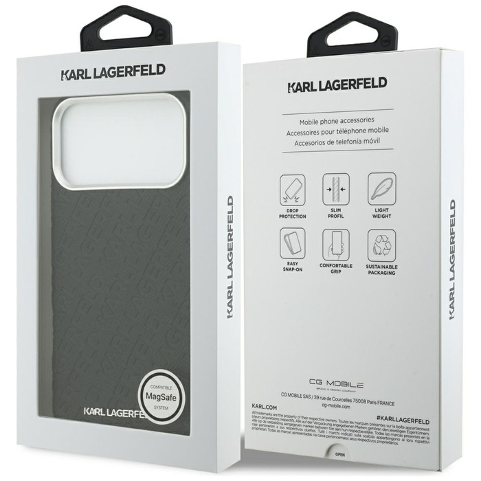 Etui Karl Lagerfeld FW Stamped Karl      MagSafe do iPhone 17 Pro Max czarny